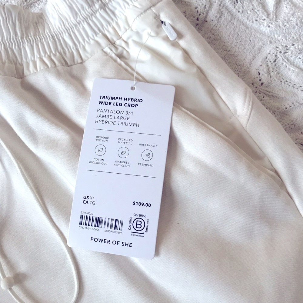 NWT Athleta wide leg sweatpants cropped white cream XL triumph hybrid capris - Picture 7 of 16